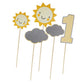 Loom Tree Pack Of 5 Cute Sun Cloud 1 Letters Cake Topper 1St Birthday Party Cake Centerpieces