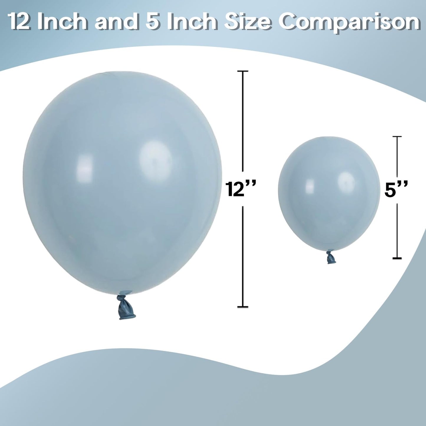 Jobkoo Blue Balloons 5 Inch, 60Pcs Small Pale Muted Blue Aqua Balloon 5'' Mini Matte Dusty Retro Powder Light Blue Helium Latex