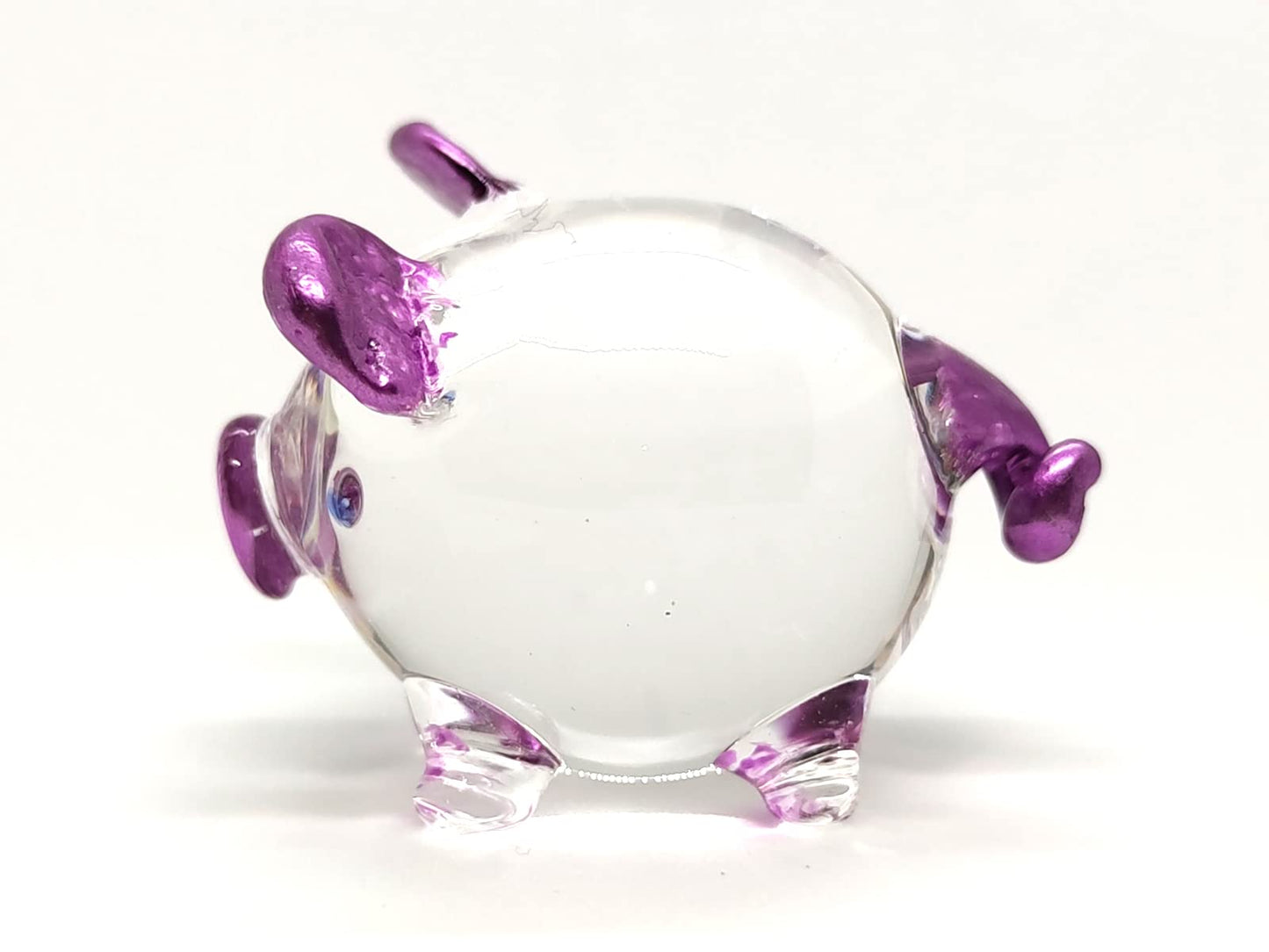 Sansukjai Pig Miniature Figurines Animals Hand Painted Blown Glass Art Collectible Gift Decorate, V1 (Clear Purple)