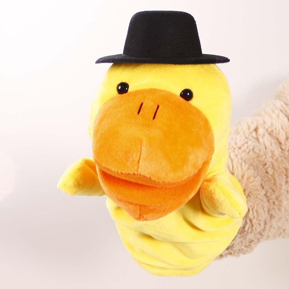Lanxitown Little Yellow Duck Farm Animal Finger Puppets - Plush Soft Hand Puppets with Movable Mouth for Kids