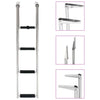 vidaXL Telescopic Folding Boarding Ladder - 4-Step Stainless Steel - Compact, High Strength, Slip-Proof Tread, with Mounting Acc