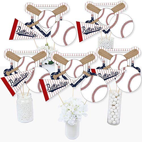 Big Dot Of Happiness Batter Up - Baseball - Baby Shower Or Birthday Party Centerpiece Sticks - Table Toppers - Set Of 15