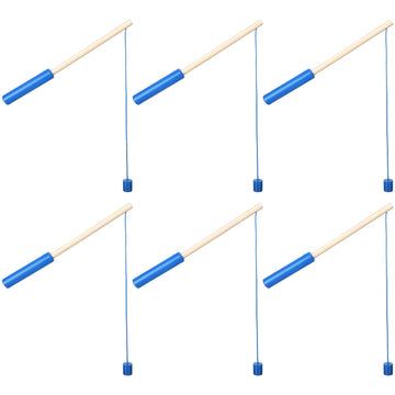 Sumind 6 Pcs Magnetic Fishing Pole Wooden Magnetic Fishing Rods With Magnet Hooks Christmas Fishing Game Toy Gifts For Birthday Party(Blue,Column)