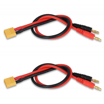 LINSYRC 2pcs XT60 Male Connector to 4MM Bullet Connector Banana Plug RC Battery Charging Cable Adapter with 11.8inch 14AWG Silic