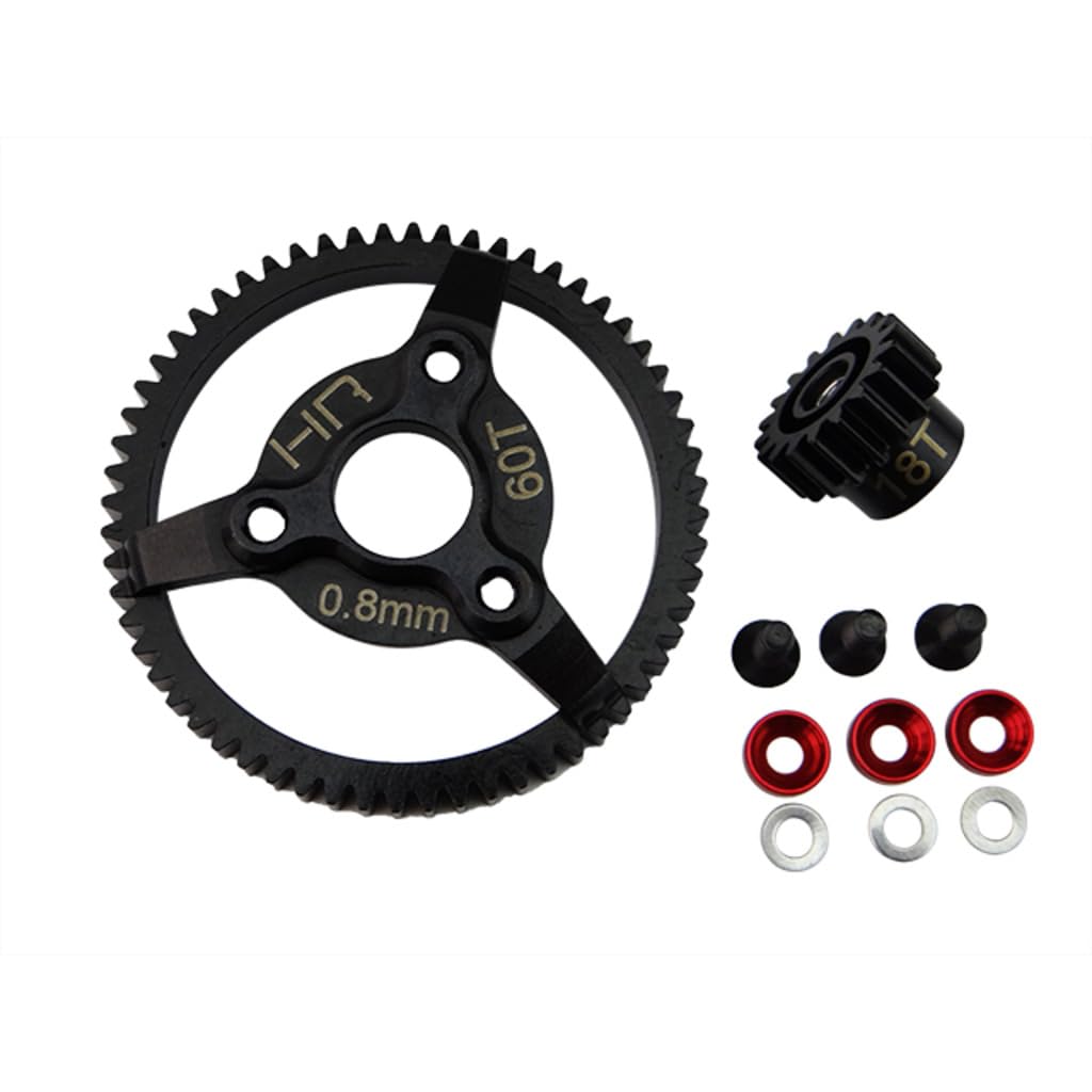 Hot Racing STE260 Steel Pinion and Spur Gear Set (18t/60t 32p)(Red) - TRA