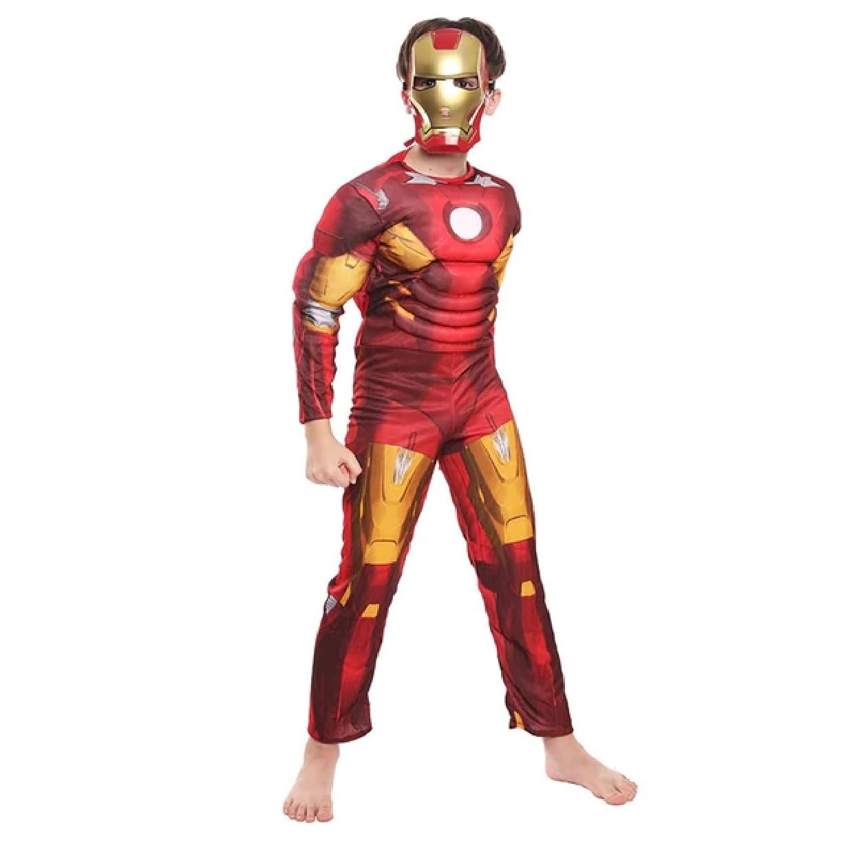 Tasmai Marketing Superhero Muscles Costume For Kids Halloween Dress Fancydress Birthday Gift (3-5 Years, Iron Boy)