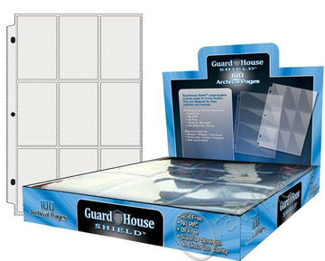 Guardhouse Shield 9 Pocket Trading / Sports / Baseball Card Pages Box Of 100