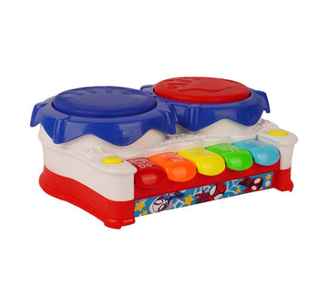 Kriiddaank Spiderman Theme 2In1 Drum And Piano Music Toy For Kids  Interactive Musical Instrument Kit With 3D Lights & Sound,
