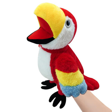 okegztoa Puppets Parrot Hand Puppet 13.8 Animal Puppets Hand Puppets Bird Stuffed Animal Hand Puppets for Kids with Movable Mouth Puppet Plush Multi-Color Toys Bird Puppet Role Play Teaching(Red)