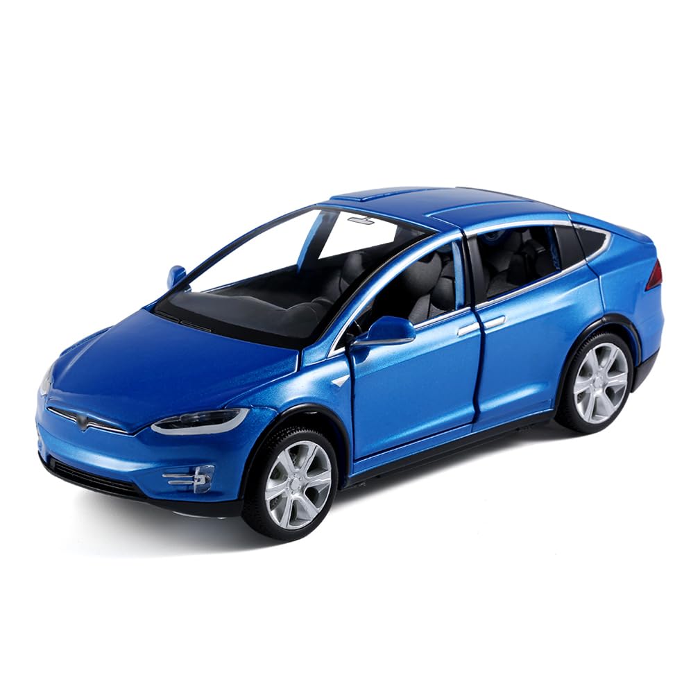 1/32 Model x Metal Die Casting Toy Car for 3 to 12 Year Old Boy Pull Back Car Toy with Sound and Lights (Blue)