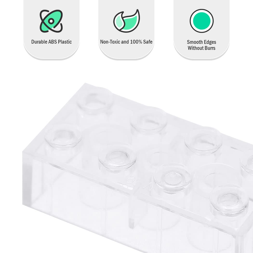 Unirolic Classic Building Bricks, 200 Piece 2X4 Building Blocks Stem Creative Building Toys Compatible With All Major Brands, Moc Building Bricks Diy Play Set For Kids Age 6+ (Transparent White)