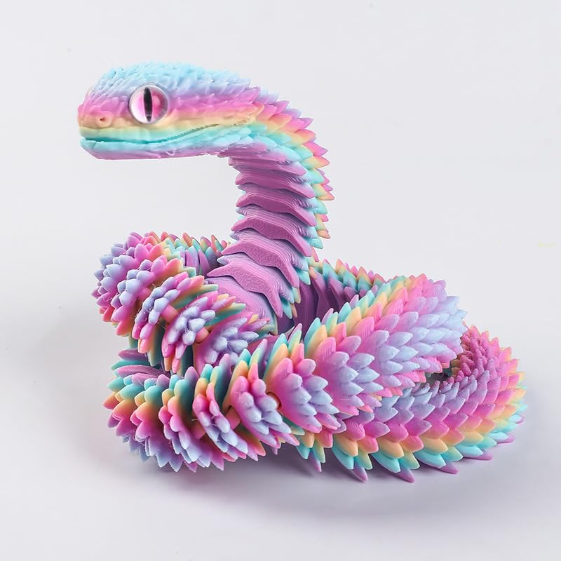 Binvin 24 In 3D Printed Animals-Snake Viper,3D Printed Snake Toys 3D Printed Articulated Snake 3D Printed Animals Animal Model O