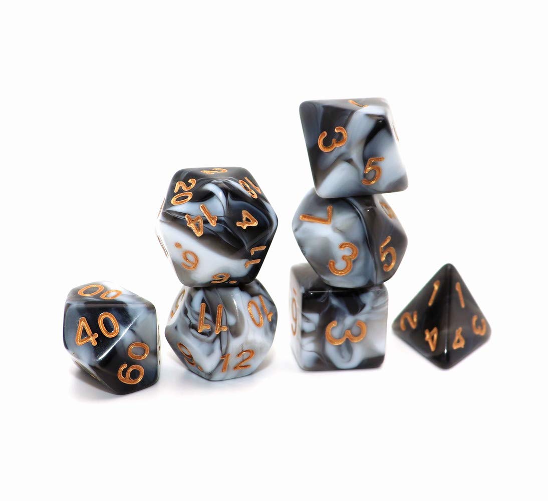 CREEBUY DND Dice Black White Polyhedral Dice Set for Dungeon and Dragons MTG RPG D&D D20 D12 D10 D8 D6 D4