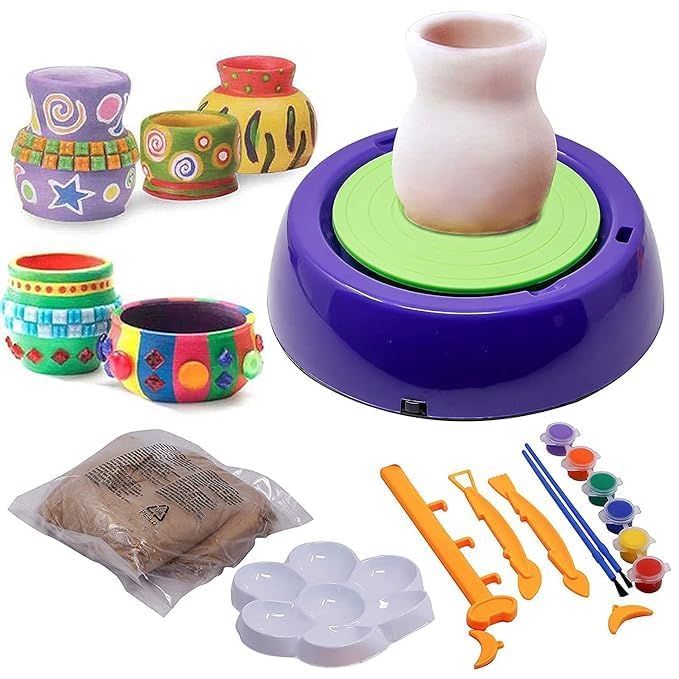 Gamyla Toys Pottery Wheel Kit  Battery Operated Pottery Wheel For Beginners With Clay, Sculpting Clay & Tools, Arts & Crafts Fo