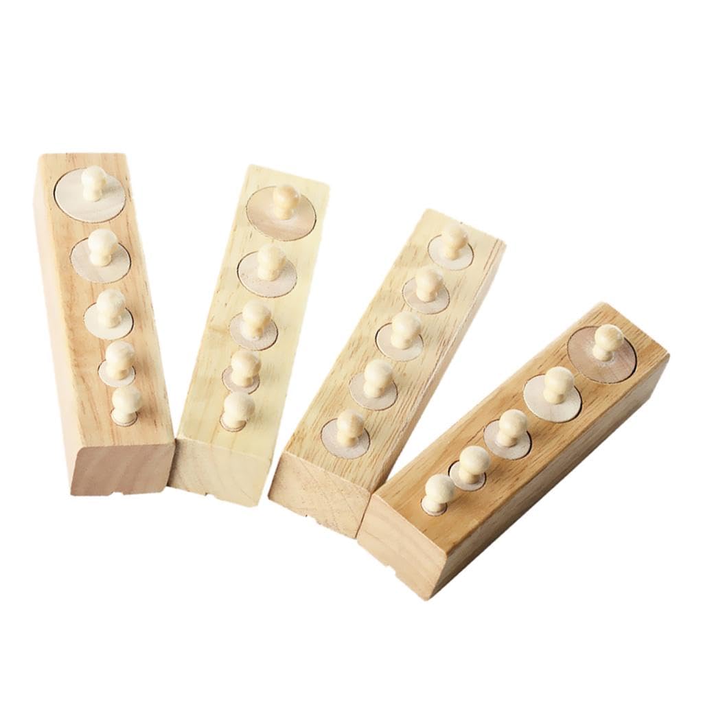 Calandis 2X Set Of 4 Beechwood Montessori Knobbed Cylinder Blocks Family Game Wooden Toy | Preschool Toys & Pretend Play | Woode