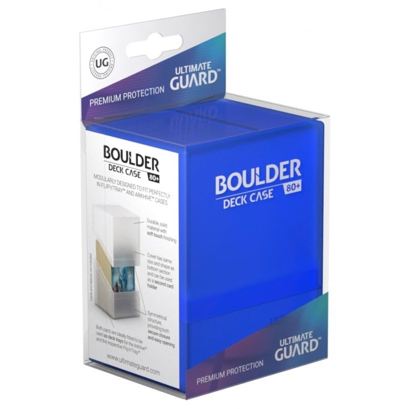 Ultimate Guard Boulder 80+, Deck Case For 80 Double-Sleeved Tcg Cards, Sapphire, Secure & Durable Storage For Trading Card Games, Soft-Touch Finish
