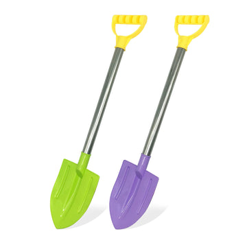 Dsmile 2 Pack Beach Shovels for Kids, 24.4 Inch Long Sand Shovels Gardening Tools Snow Shovel Sturdy Stainless Steel Handle ABS