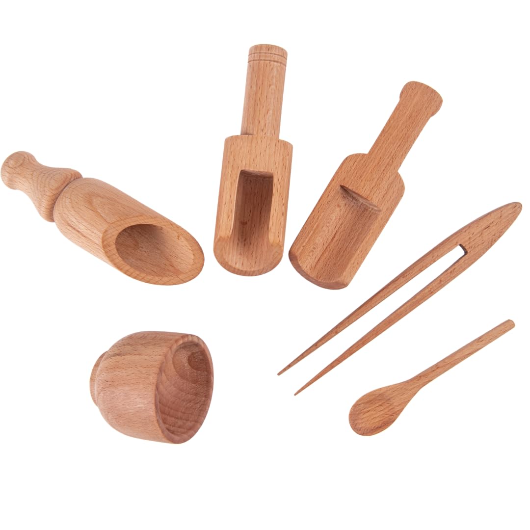 Nesta Toys Montessori Learning Wooden Baby Toys | Wooden Sensory Bin Toys | Gifts For Babies & Toddlers Ages 2 3 4 5 Years (6 Pc