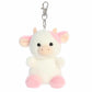 Aurora Adorable Palm Pals Belle Strawberry Cow Clip-On- Fun Collectible Plush For Kids and mature-themed Collectors - Perfect For Backpacks and Birthday Gifts - White 4 Inches