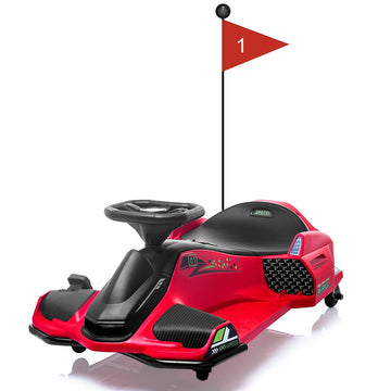 24V Kids Ride On Drift Car For Kids, Electric Drifting Go-Kart Up To 7.5 Mph Variable Speed, Built-In Music,Colorful Led Light,U