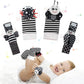 Wrist Rattle Foot Finder Sock for 0-36 Months Baby Boys and Girls, Newborn Baby Soft Hand & Feet Rattle 0-3 Years, Black and Whi