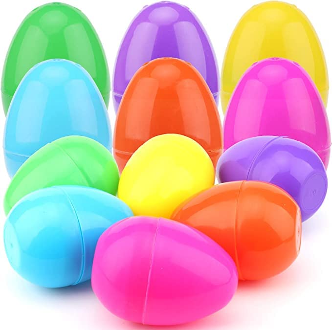 Newbea 12 Pcs Jumbo Easter Eggs, Fillable Plastic Easter Eggs Bright Color For Easter Hunt Party Supplies, Large Enough To Fill