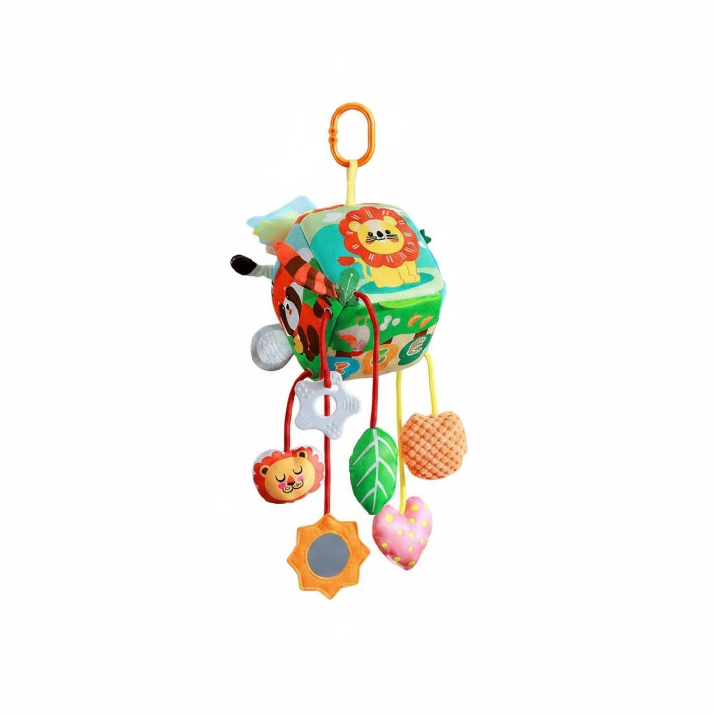 Clovrix Soft Material Crib Hanging Rattle Dangling Pieces Car Seat Activity Toy Sensory Multicolor For Infants, Babies, Animal T