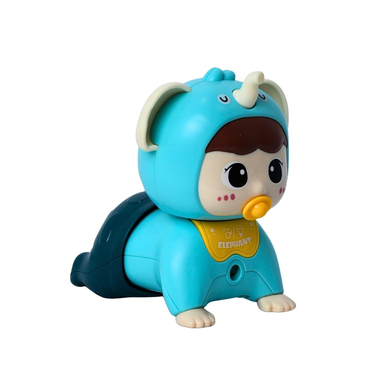 Tak Tak Toys Blue Crawling Pal with Light & Sound | Interactive Elephant Costume Baby Toy | Crawling Doll for Kids | Age 6 Month