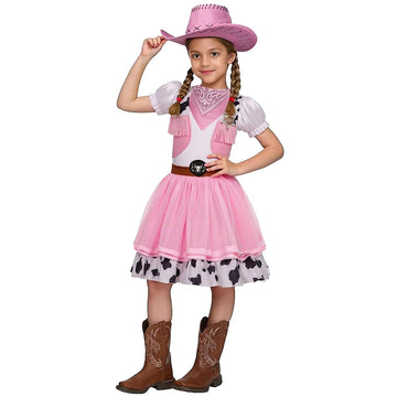 Costumerry Cowgirl Costume For Girls With Cow Girl Hat Toddler Halloween Costume Party Dress Up (9-10 Years)