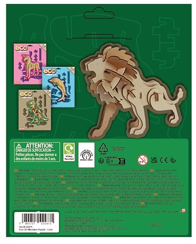 Eco 3D Wooden Puzzle - Horse From Deluxebase. Sustainable Wood Animal Puzzle Craft Set. Model Building Kit For Educational Toys