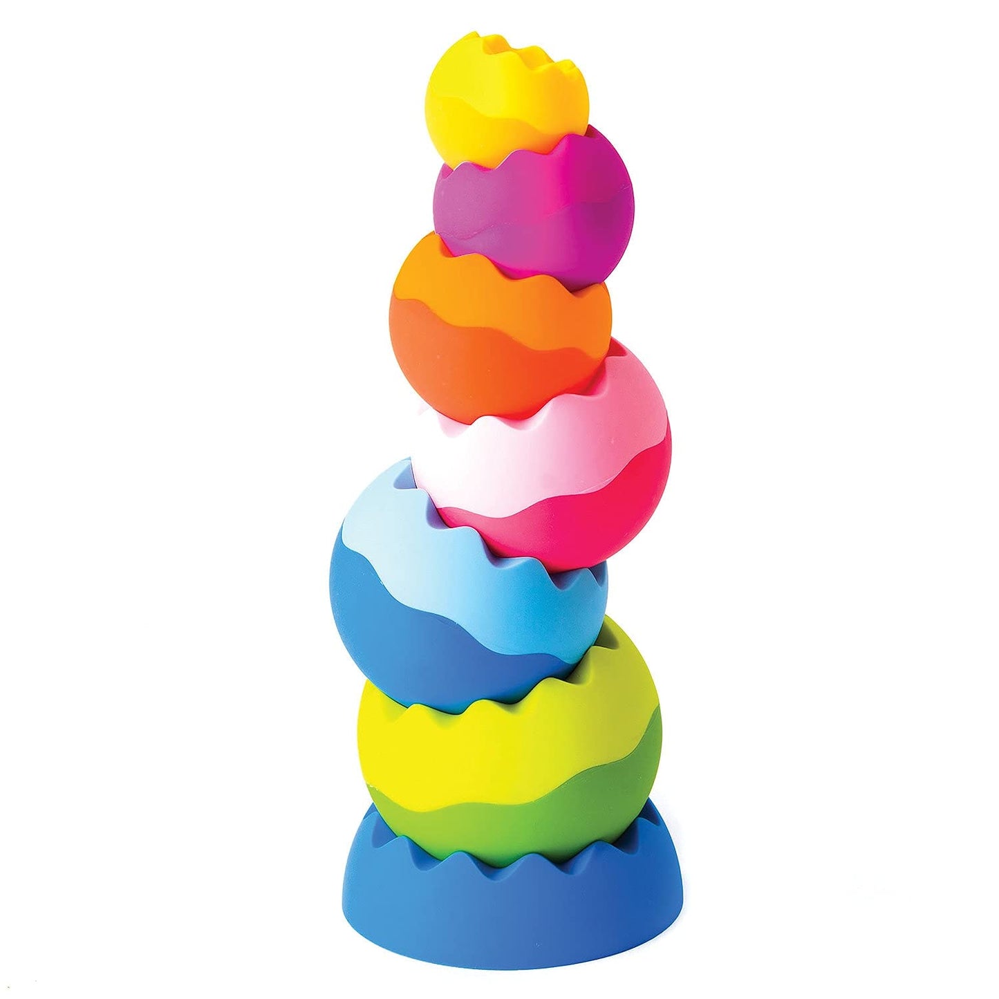 Fat Brain Toys Tobbles, Mini Spinny, Dimpl Bundle - 9-Piece Stacking Toys, Spinning Toy, Popper Toy Combo, Baby Toys Activity Se