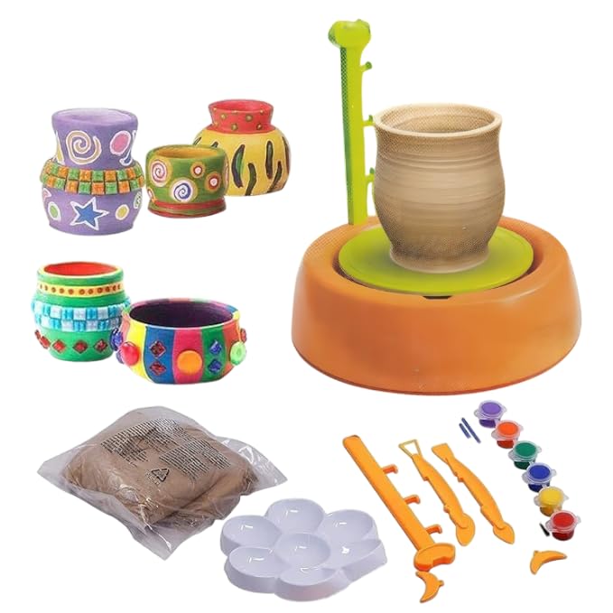 Sarasi Pottery Wheel Making Machine Game For Kids, Colors & Stencils, Education Toys (Multicolor)