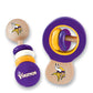 Baby Fanatic NFL Minnesota Vikings Wood Rattle 2 Pack - Official Baby Toy Set, Multicolor