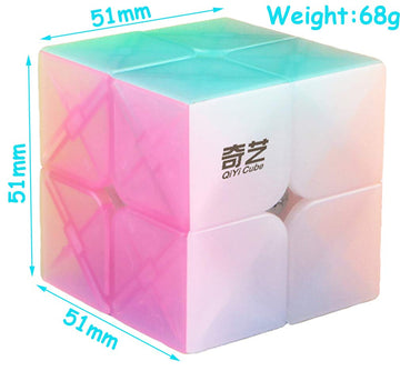 Tanch Speed Cube Stickerless 2X2 Jelly Magic Cube Puzzle Toy Colorful (Transparent)