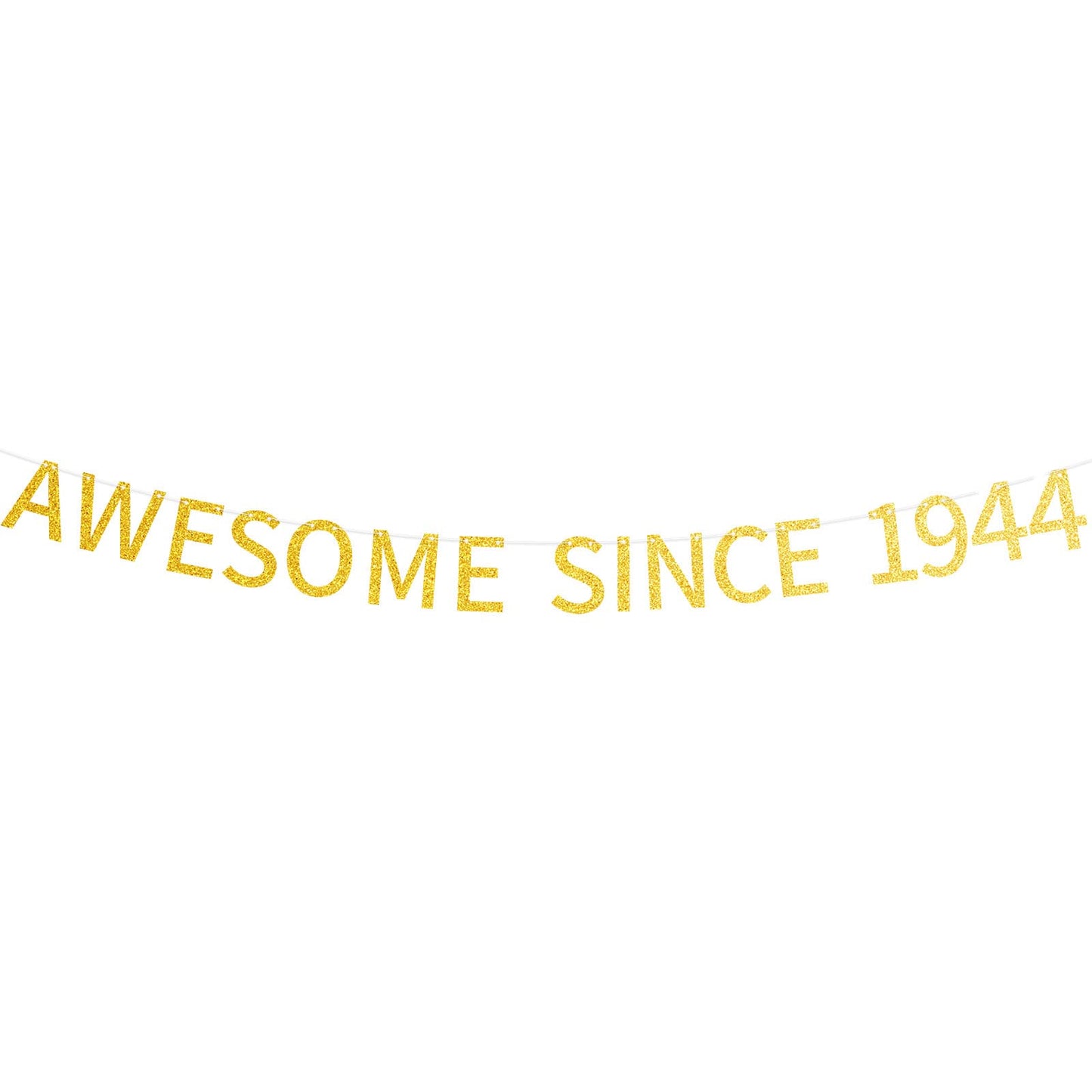 Awesome Since 1944 Banner Pre-Strung Happy 80Th Birthday Banner Gold Glittery 80 Eighty Years Old Birthday Party Decorations For
