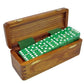 Marion Domino Double Six Green Jumbo Tournament Professional Size With Spinners In Dovetail Sheesham Wood Box.