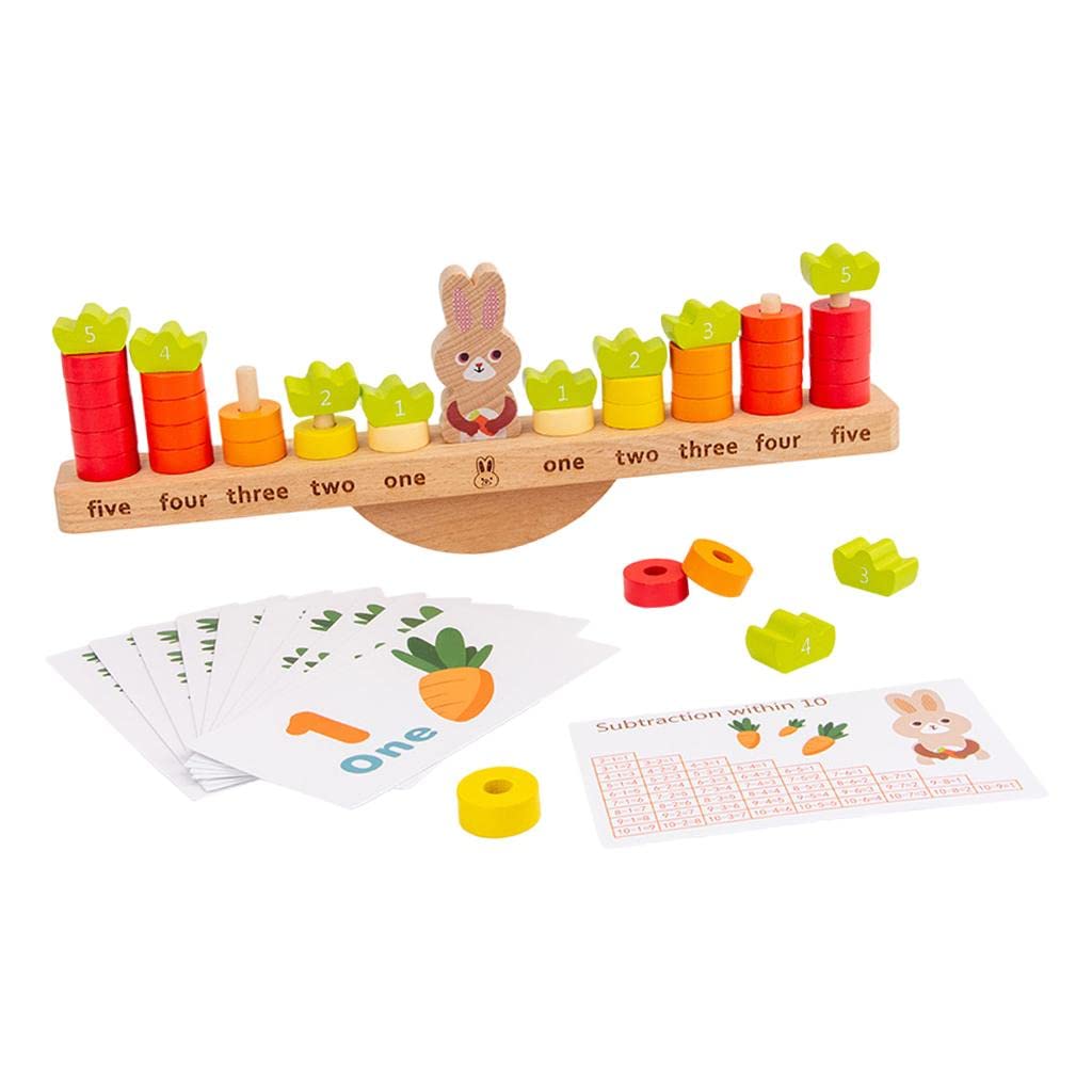 Merishopp Wooden Building Blocks Rabbit Balance Counting Educational Fine Motor Skills | Toys & Hobbies