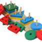 Skywalk Wooden Intellectual Geometric Shape Matching Four Column Blocks Educational & Learning Toys, Wooden Geometric Shape Sort