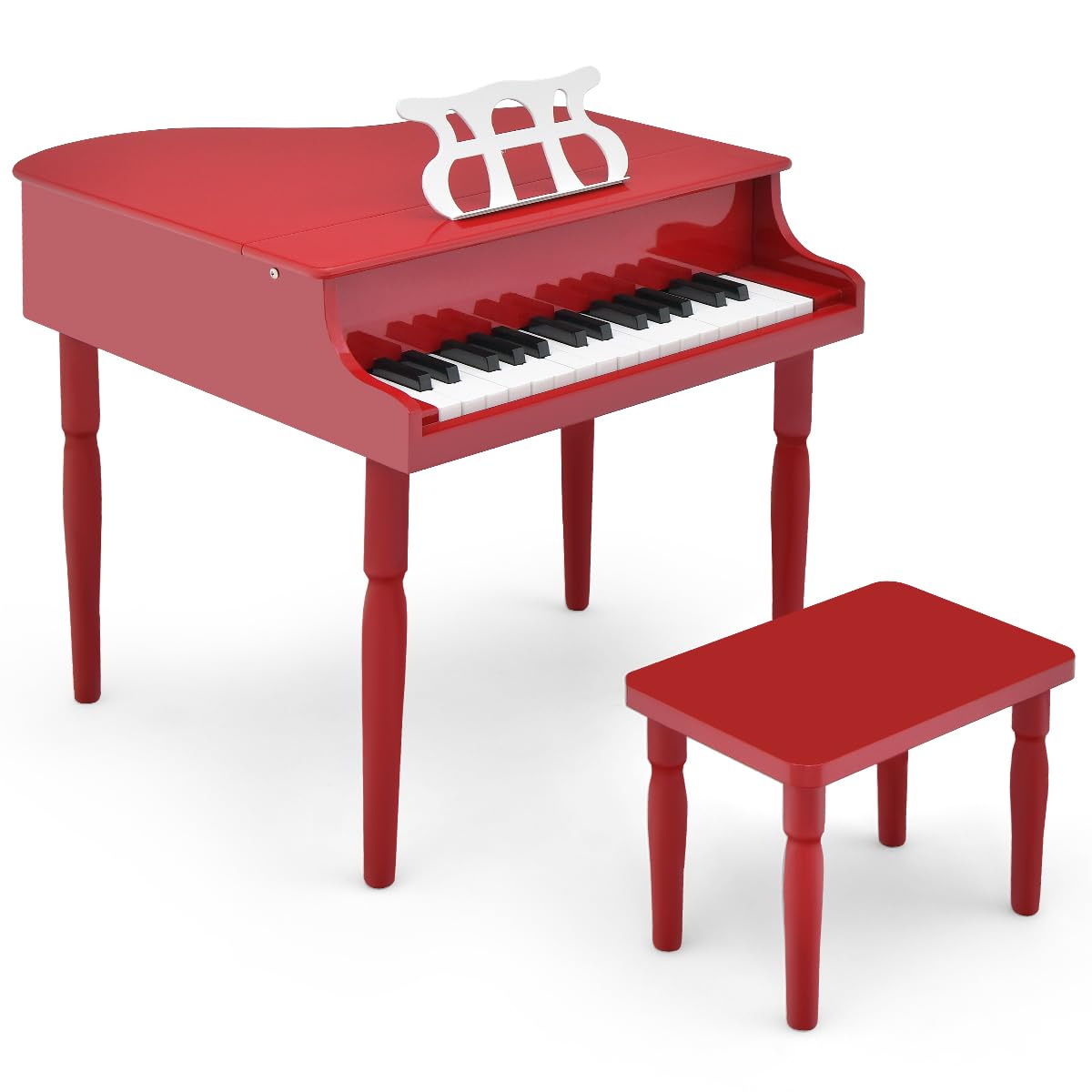 Honey Joy Classical Kids Piano, 30-Key Mini Piano With Music Stand And Bench, Wooden Musical Instrument Toy With Lid & Music Rac