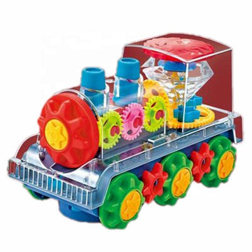 Nenekal Electric Transparent Gear Train Toy With Flashing Lights And Music, 360 Rotation, Battery Operated Bump And Go Car Toddler Toys, Multicolored, For Boys Girls 3+