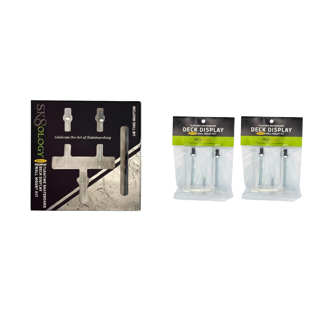 Sk8ology Skateboard Deck Display 3 Pc Kit Floating Wall Mount