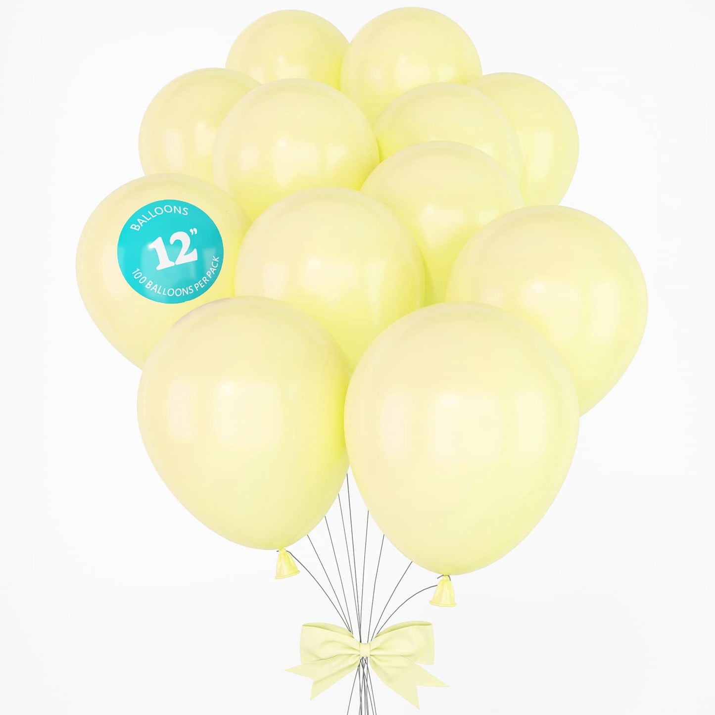 House Of Party Pastel Yellow Party Balloons - 100 Pcs | 12 Inch Single Color Latex Balloons For Birthday, Wedding, Bachelor & Ch