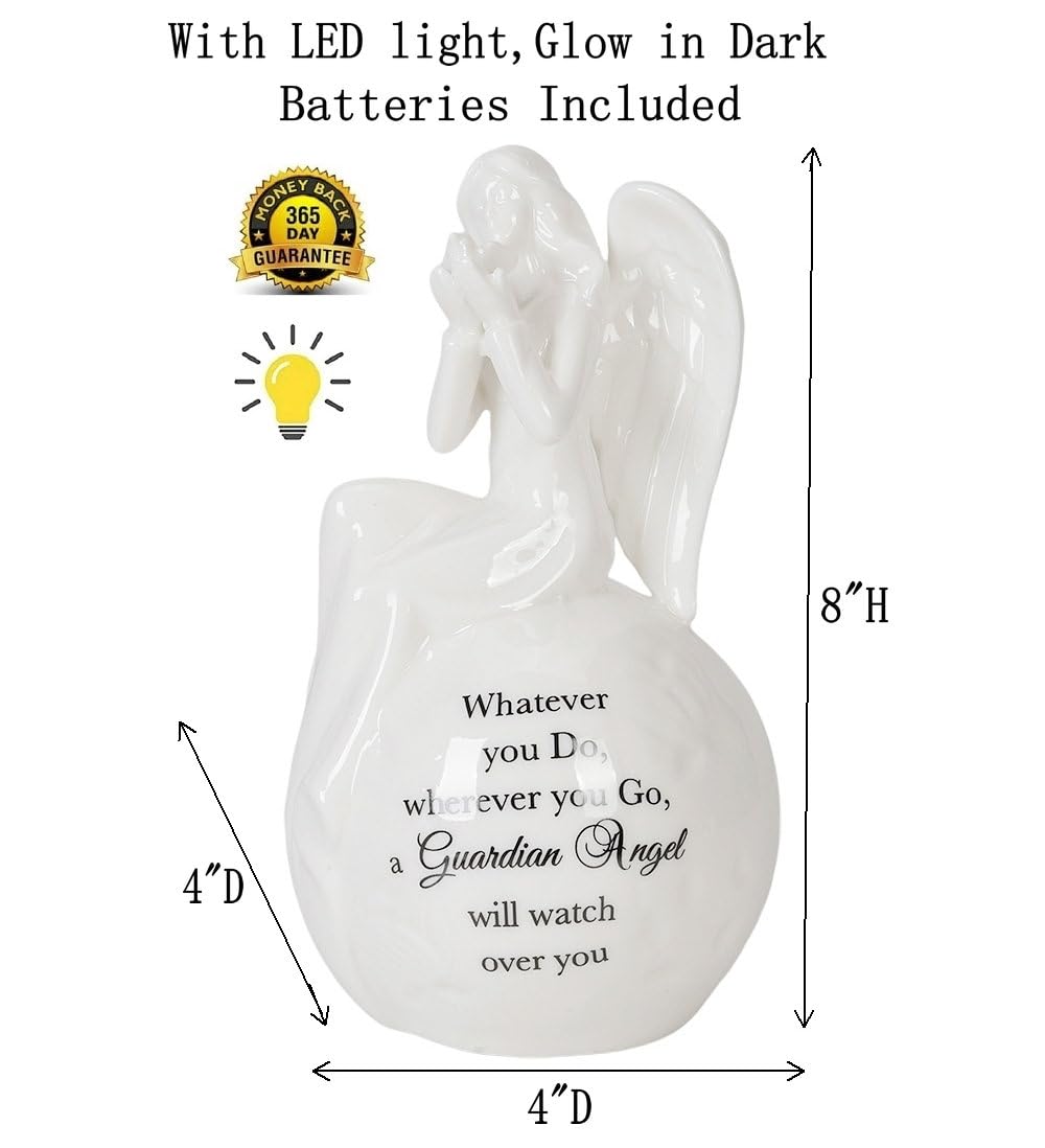 Guardian Angel Gift Ceramic Angel Lighted Up Angels Watch Over You Angels Figurines Porcelain Angel That Lights Up 8Inch