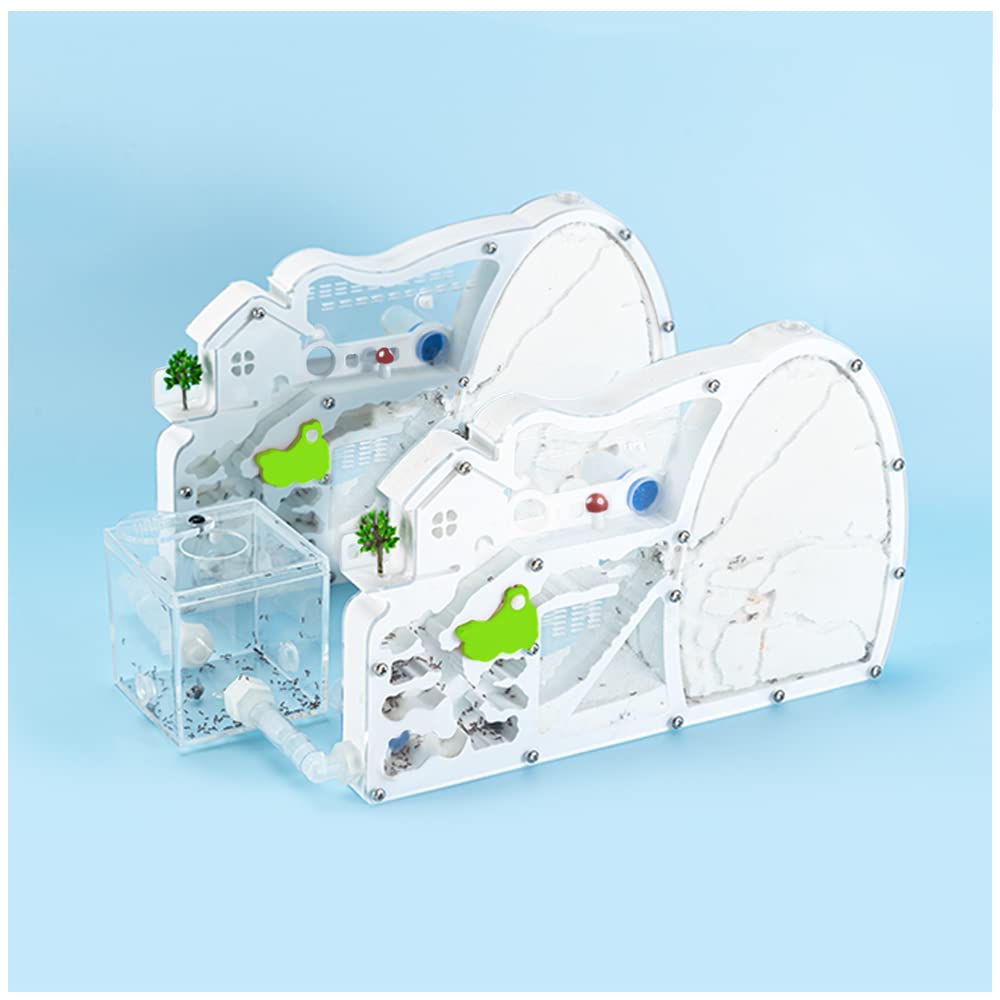 Elnmlht 2Pcs Ant Farm Castle With Connecting Tubes And Forage Box, Sand Ant Colony Observation Kit, Ant Viewing Habitat Science