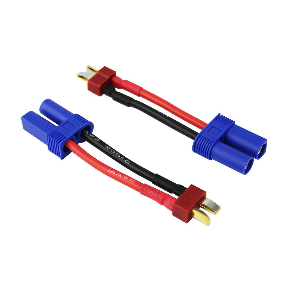 OliYin 3pcs Male Deans T-Plug to Female EC5 Losi Connector Adapter with 14awg 1.96inch Wire for Brushless LiPO Battery(Pack of 3