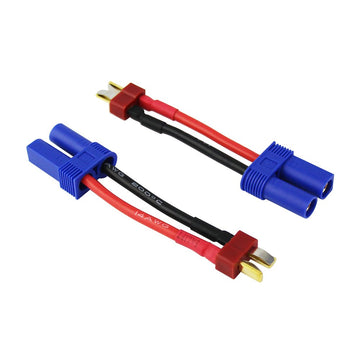 OliYin 3pcs Male Deans T-Plug to Female EC5 Losi Connector Adapter with 14awg 1.96inch Wire for Brushless LiPO Battery(Pack of 3