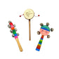 Little Mind Knk Wooden Baby Musical Rattle Toy Set  Multicolour Bell Stick, Face Bell Rattle, Damru Drum Shaker | Sensory Sound