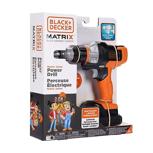 BLACK+DECKER Matrix Jr. Power Drill Toy, 10.5"H x 9"L x 2.5"W, Plastic, B&D Matrix Jr. Drill, Forward & Reverse Action
