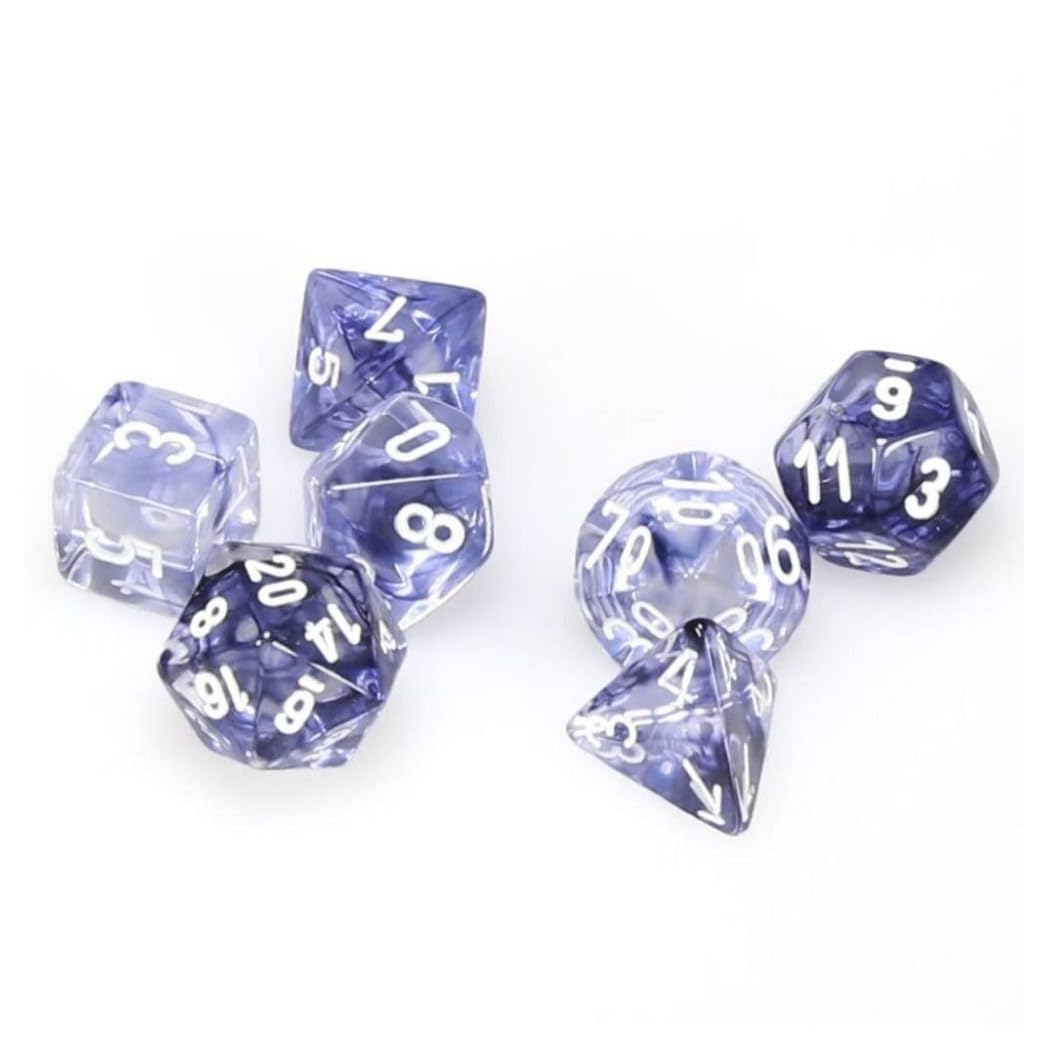 Chessex Manufacturing 27408 Nebula Polyhedral Black With White Dice Set Of 7
