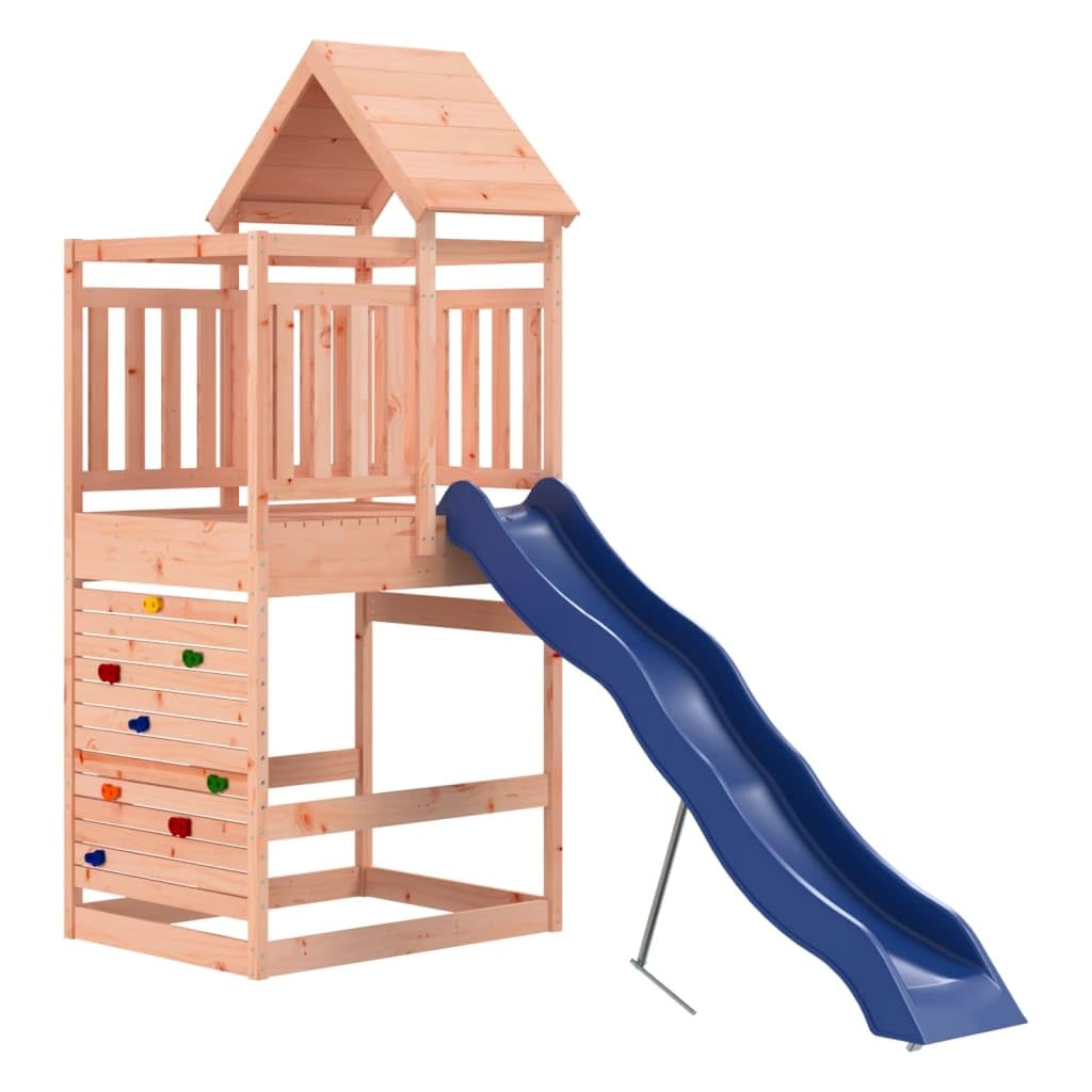 vidaXL Outdoor Wood Playset - Solid Douglas Wood - Features Wave Slide, Rock Wall and Sandpit, Perfect for Backyard Adventures